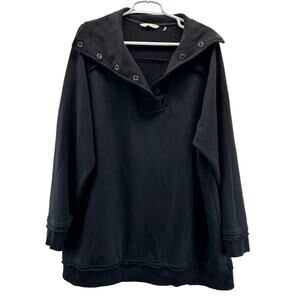 Soft Surrounding Snap Shawl Collor French Terry Sweatshirt Black 2X